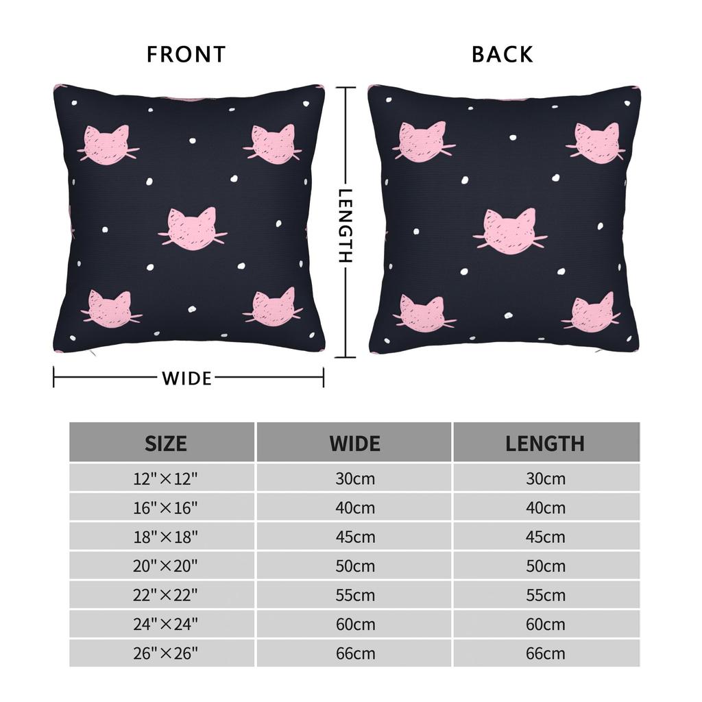 Cat Polka Dots Pillowcase Printing Polyester Cushion Cover Decorations Pink Pillow Case Cover Home Square 45*45Cm