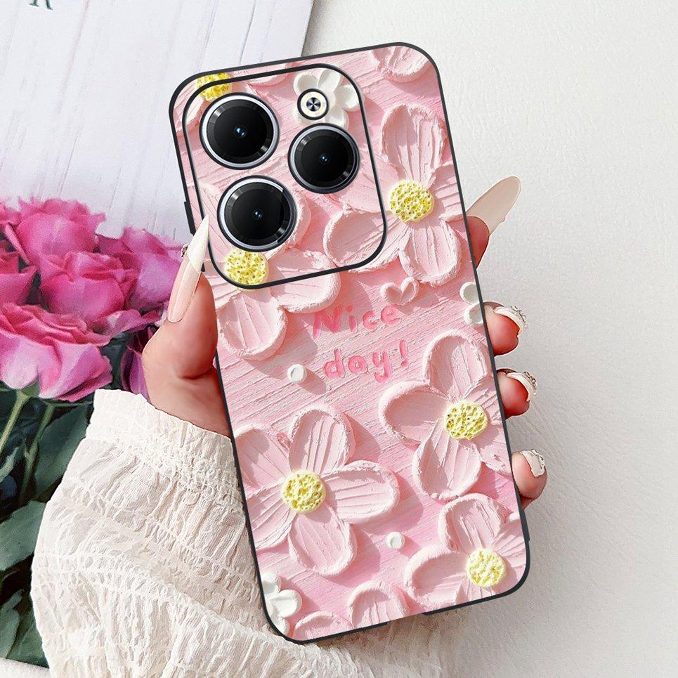 Cover For Tecno Spark 20 Pro Plus Back Bumper Spark 20Pro 20C Colorful Butterfly Flower Painting Phone Case Black Soft Silicone
