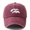 Bear print washed baseball cap with adjustable lightweight sun protection hat suitable for outdoor activities and camping