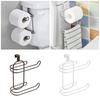 Easy to Install Double Layer Towel and Toilet Paper Rack Hanging Tissue Roll Dispenser Bathroom Organization Tool