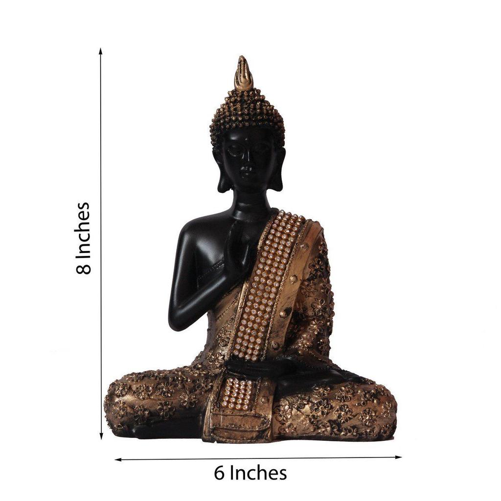 Handcrafted Meditating Lord Buddha Polyresin Idol (15 Cm X 7.5 Cm X 20 Cm, Golden)