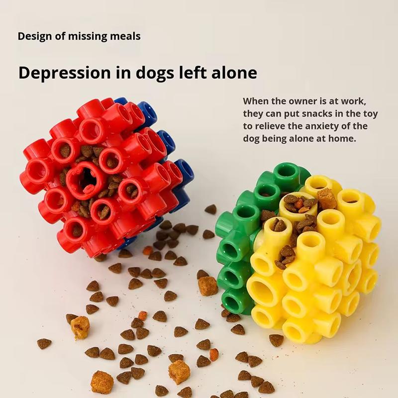 Interactive Puzzle Dog Toy Square Magic Cube Food Dispenser Durable Non Toxic Chew For Dental Cleaning Molar Boredom Relief Slow Feeder Pet Supplies