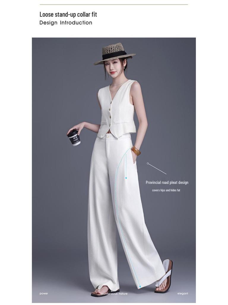 Spring New Arrival High-Waisted Wide-Leg Drapey Slimming Pants - Floor-Length Casual Straight-Leg Trousers
