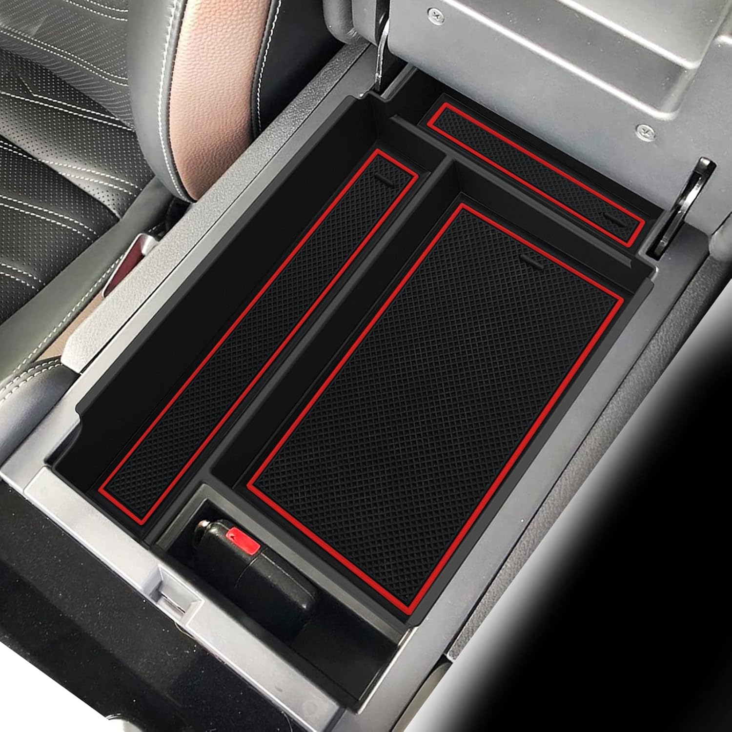 

SHAOHAO for 2025 2026 Nissan Pathfinder Center Console Organizer Tray 2022 2023 2024 2025 2026 Pathfinder S/SV/SL/Rock Creek/Platinum Armrest Storage Center Console - Red