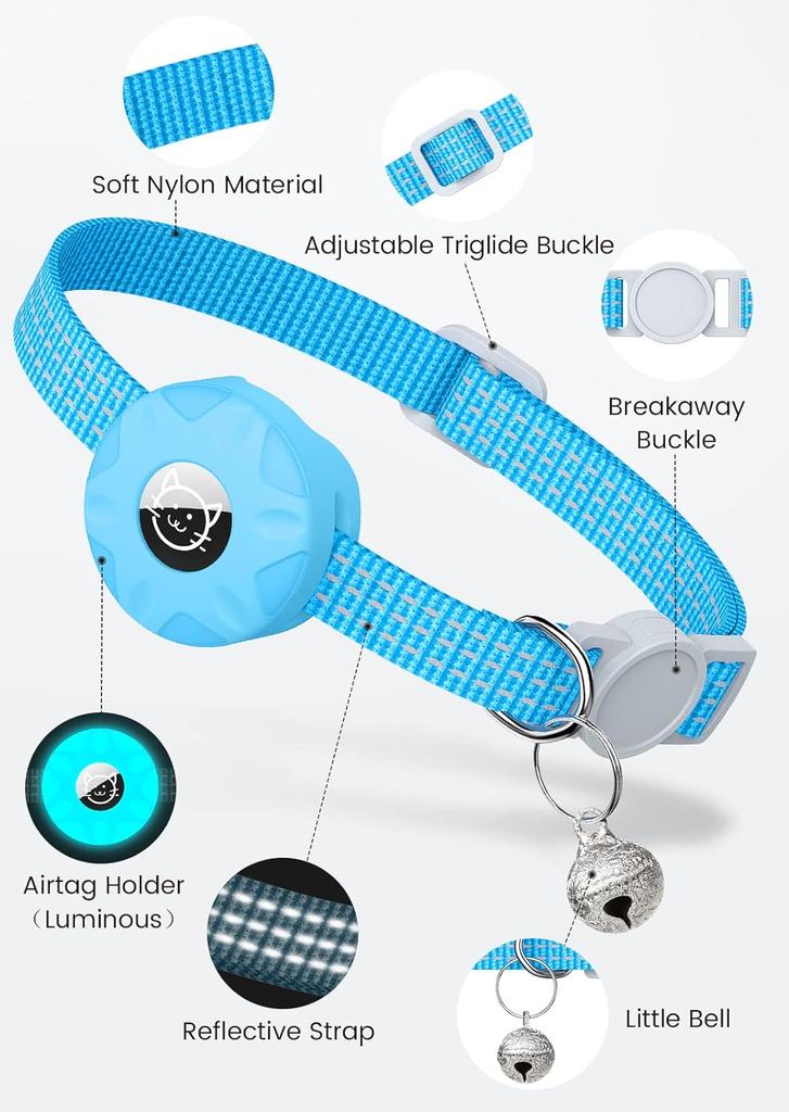 Anti-Verlust-Katzenhalsband für Apple Airtag GPS-Tracker mit Mini-Glocke Katzenhalsbandhalter für Airtag Haustier Katzenzubehör