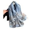 High-End Embroidered Silk Wool Scarf: Korean Style Versatile Winter Shawl & Neck Warmer for Women