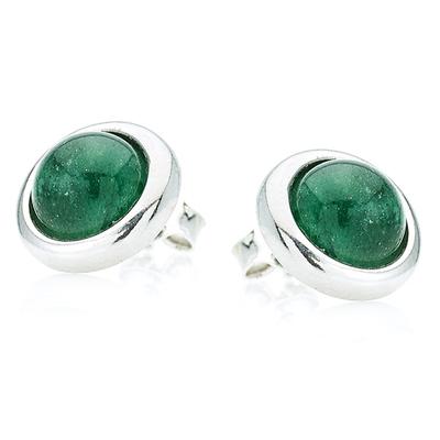 [R0808] - Silver Earrings 'Meghan' Aventurine Silver (rhodium-plated) - 11 Mm