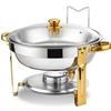 Gold Round Stainless Steel Folding Chafing Dish Set with Folding Frame