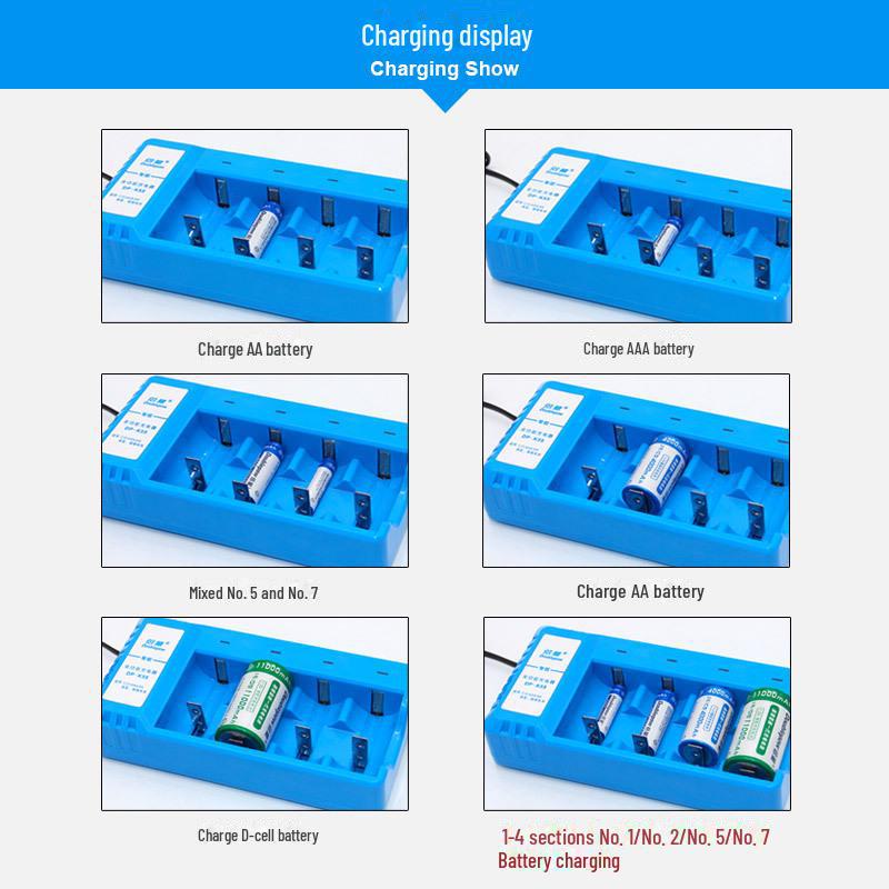 Smart 4-Slot Charger for 1/2/5/7 1.2V Rechargeable Batteries - Double Capacity, Intelligent Indicator