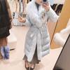 Winter detachable natural real fox fur collar down jacket women's new lace-up thickened long warm jacket