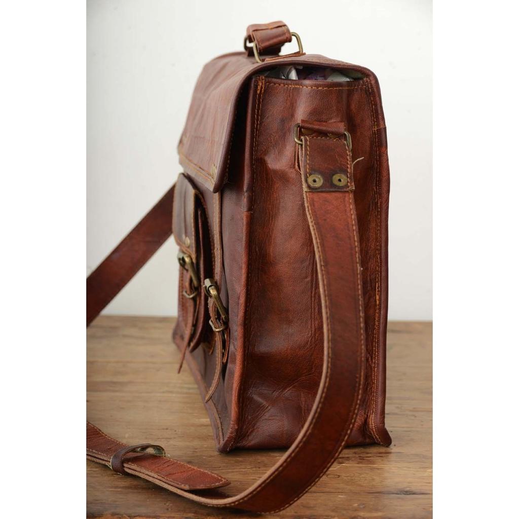 Pánská brašna na rameno Vintage Leather Messenger Briefcase Satchel Taška na notebook