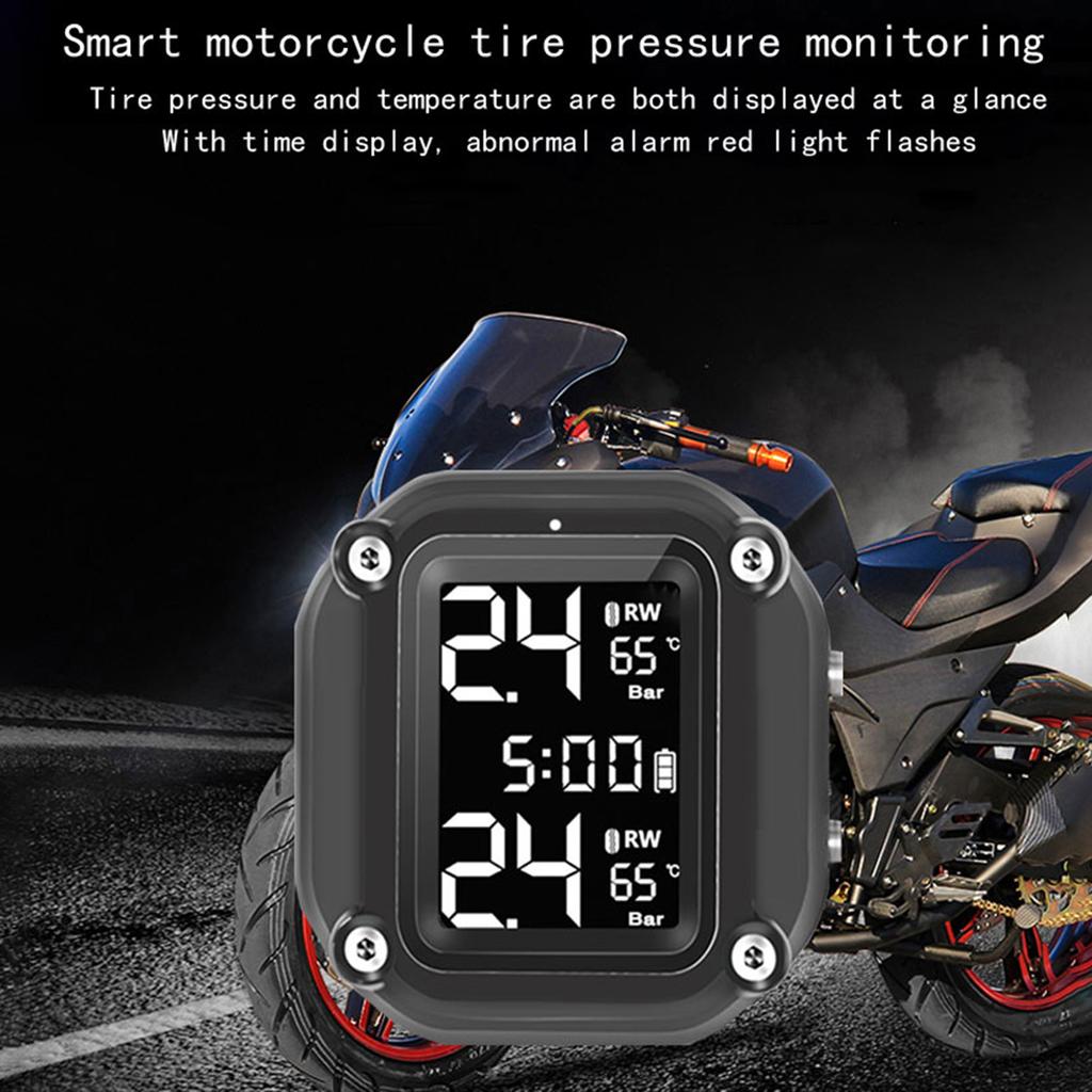 Motorcycle Wireless Tire Pressure Monitoring System USB Charging TPMS for Motorcycle with 2 External Sensors