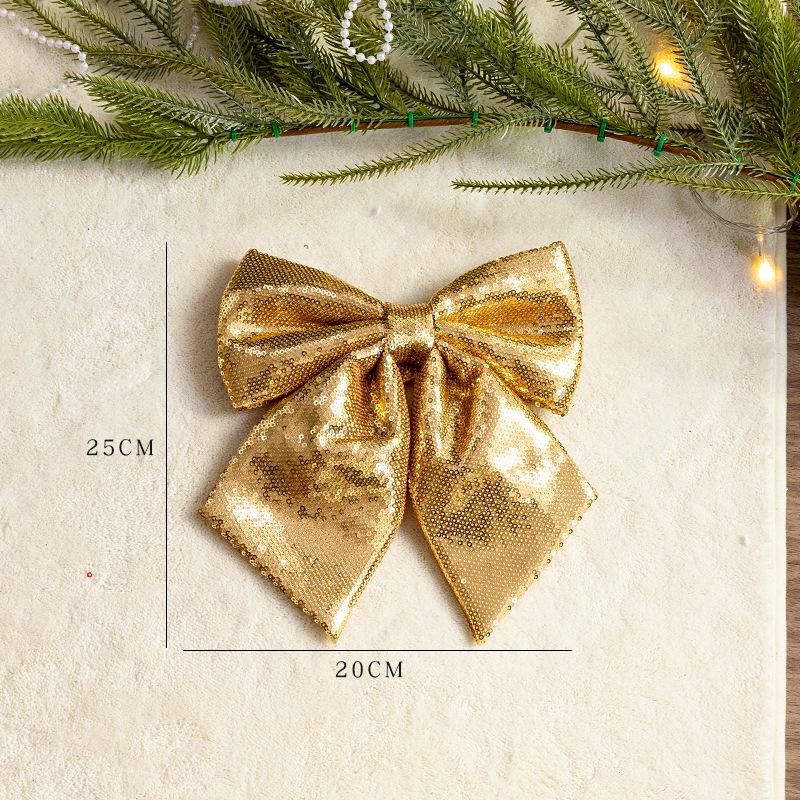 Large Pink and Gold Glitter Christmas Bow Ornament