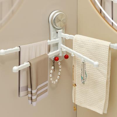 Suction Cup Towel Storage Rack Rotatable Multilayer Towel Holder Wall Mounted Kitchen Bathroom Towel Drying Organizer Shelf