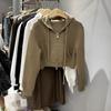 Cardigan Sweater Women's Autumn and Winter Korean Version Short Hooded Korean T-shirt Women's Coat Trendy Ins Women's Top Women's