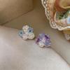 Silver Needle Zircon Pearl Crystal Flower Stud Earrings - Exquisite Light Luxury Jewelry