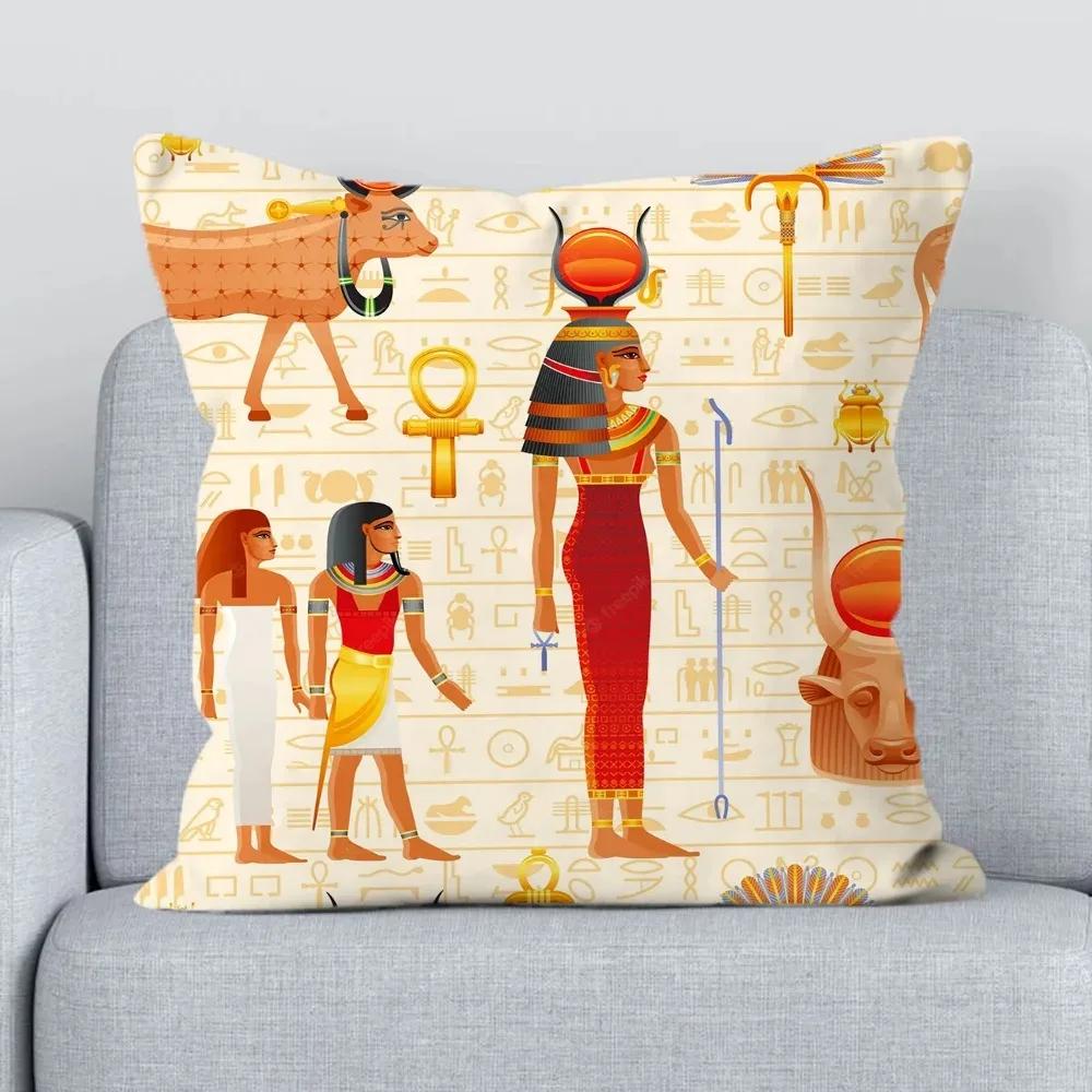 

Офисная наволочка для подушки дивана Древний Египет Фараонский стиль Декоративная наволочка Роскошный домашний декор 66x66cm