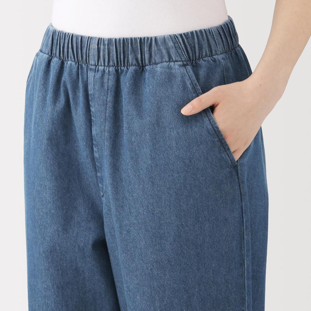 MUJI Washed Denim Easy Tapered Dark Size BE1VNA6S Women's Pants, Navy, S,