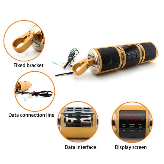 MT487 Bluetooth-compatible Speaker Handlebar Mount LED Screen Music Player Multifunction Motorcycle Bluetooth-compatible Speaker for Motorcycles