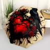 1pc Gothic Heart with Ravens Skulls and Red Roses Automatic Opening and Closing Umbrella - Lightweight 3-Fold Design, Suitable for Fans, Travel,