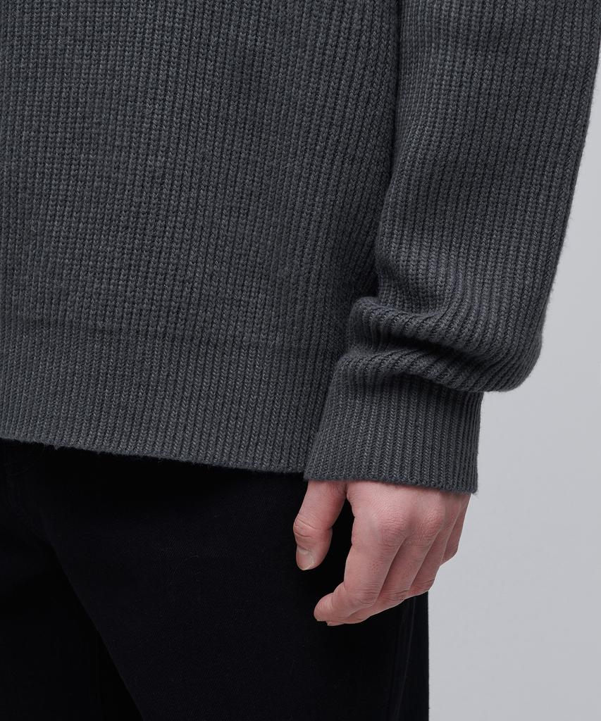 Musinsa Standard Relaxed Ribbed Knit Zip-Up [Gray]
