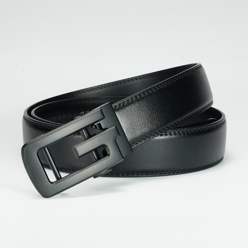 

Мужской ремень, новый стиль, деловой, повседневный, для молодежи и людей среднего возраста, ремень с автоматической пряжкой, ремень из коровьей кожи для мужчин 130cm