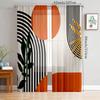 2 Pieces Boho Artistic Curtains - Modern Geometric Design With Black   Beige And Gold Accents - Semi-Sheer   Machine Washable