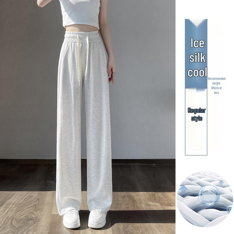 Women's Petite Velvet-Lined Wide-Leg Sweatpants, Straight-Leg Style, Height-Enhancing, 2025 Autumn/Winter Collection.