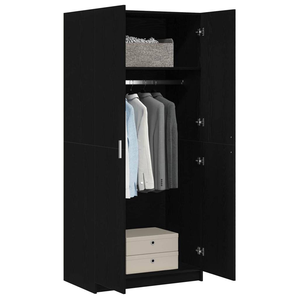 Wardrobe with Door Black Oak Effect 80 X 50.5 X 180 Cm