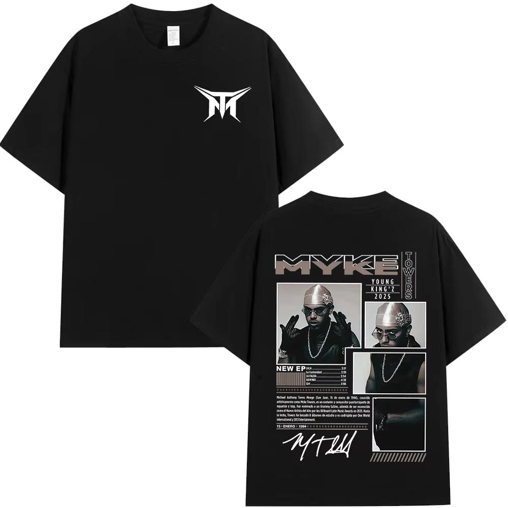 2025 Rapper Myke Towers Europe Tour Tshirts Men Women Fashion Hip Hop Short Sleeve Tshirt Cotton Oversized T Shirts Streetwear