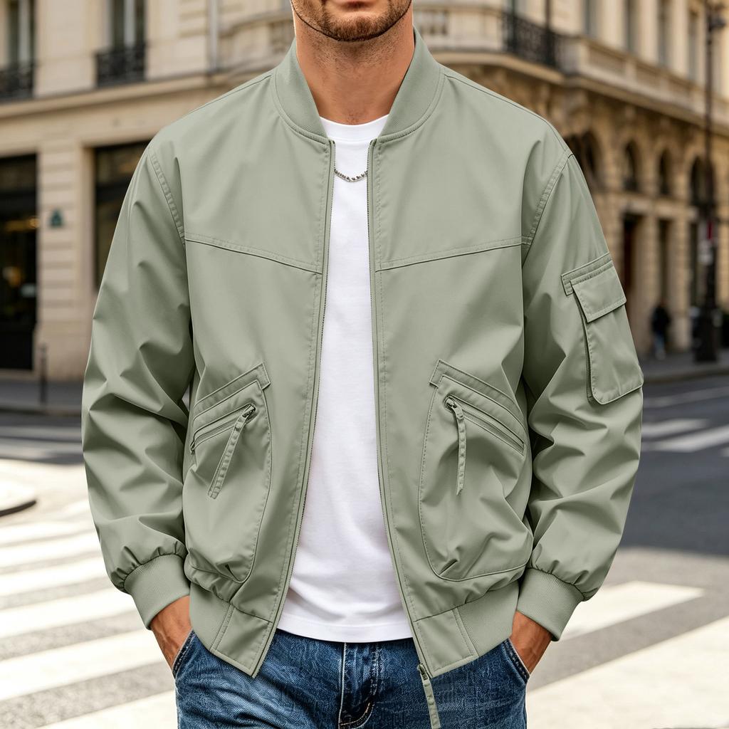 Men's Flight Jacket Loose Fit Casual Baseball Collar Coat for Fall Winter