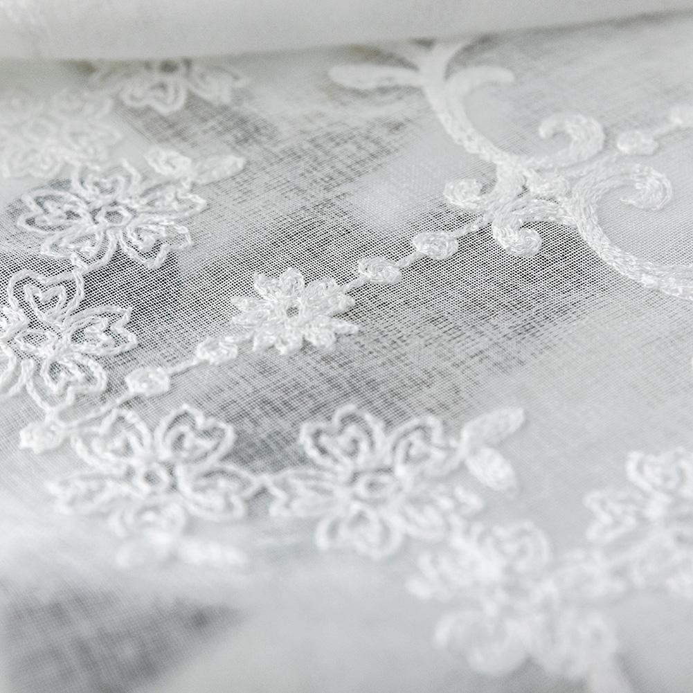 1 PC Haftowana biała tiulowa zasłona Popularna elegancka europejska seria Nuan