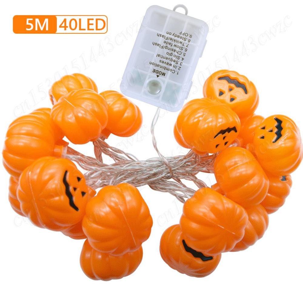 16.4 FT 40 LED 3D Waterproof Pumpkin String Lights 8 Modes LED Pumpkin String Lamps 3D Waterproof Orange Jack-O-Lantern Party