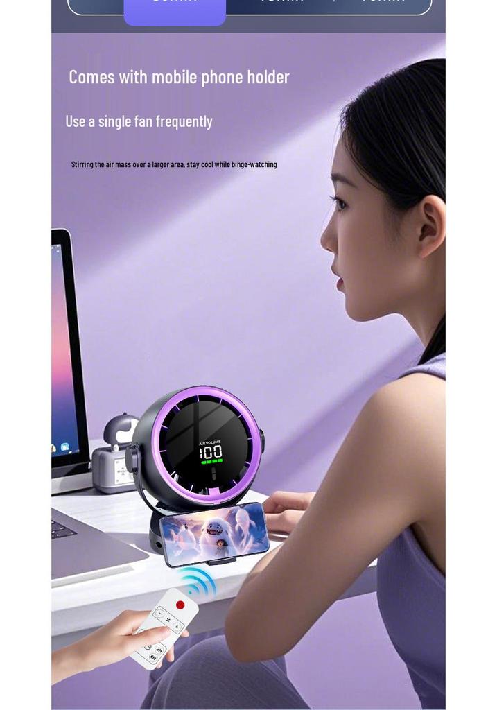 High-Speed USB Charging Desktop & Wall-Mounted Small Digital Display Fan