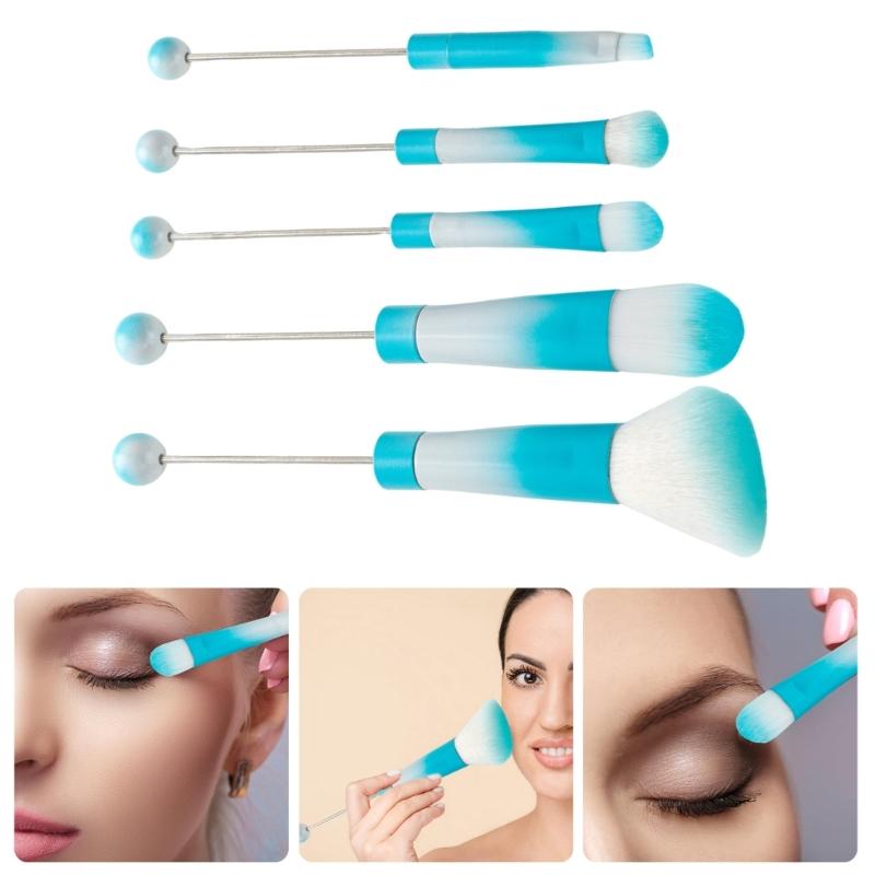 Beaded Makeup Brush Set Metal Handle Makeup Brushes Eyeshadow Brush Blush Brush Beadable Makeup Brushes for Makeup