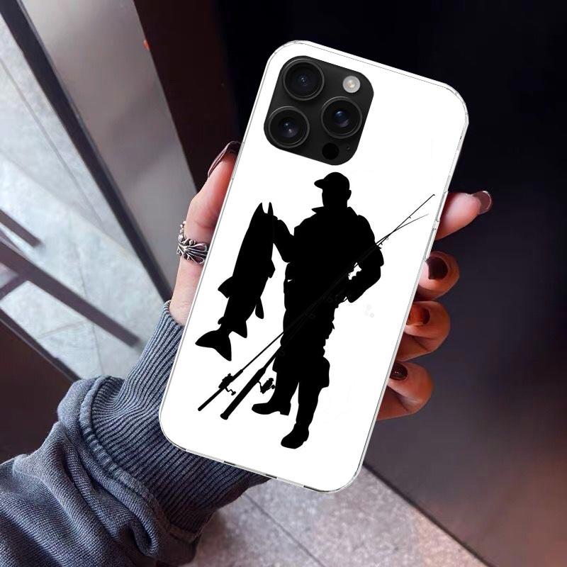 Hunting Fishing Man Phone Case For iPhone 17 Air 16 15 Pro Max 14 Plus 13 Mini 12 11 Cover 7 8 SE Silicone Shell Print Fundas 17