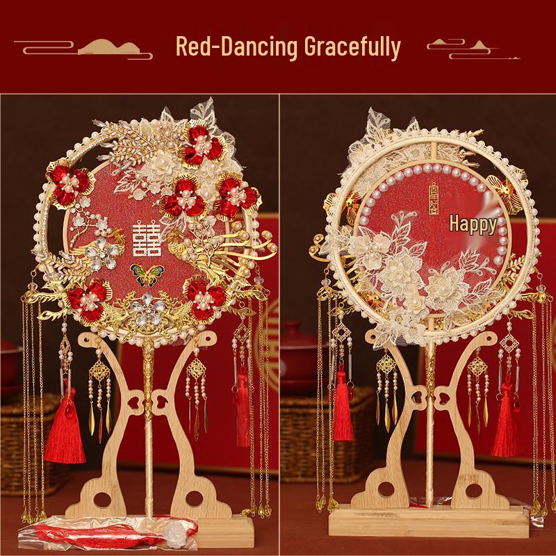 

Double-Sided Round Fan: Bridal Wedding Gift, Finished Product or DIY Kit Wedding Fan (No Gift Box or Stand) - DIY Kit