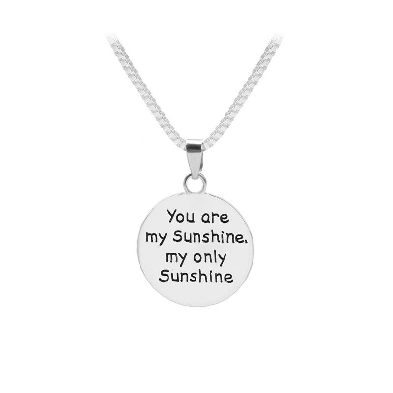 Cross-border Sun Smiley 'You Are My Sunshine' Pendant Necklace
