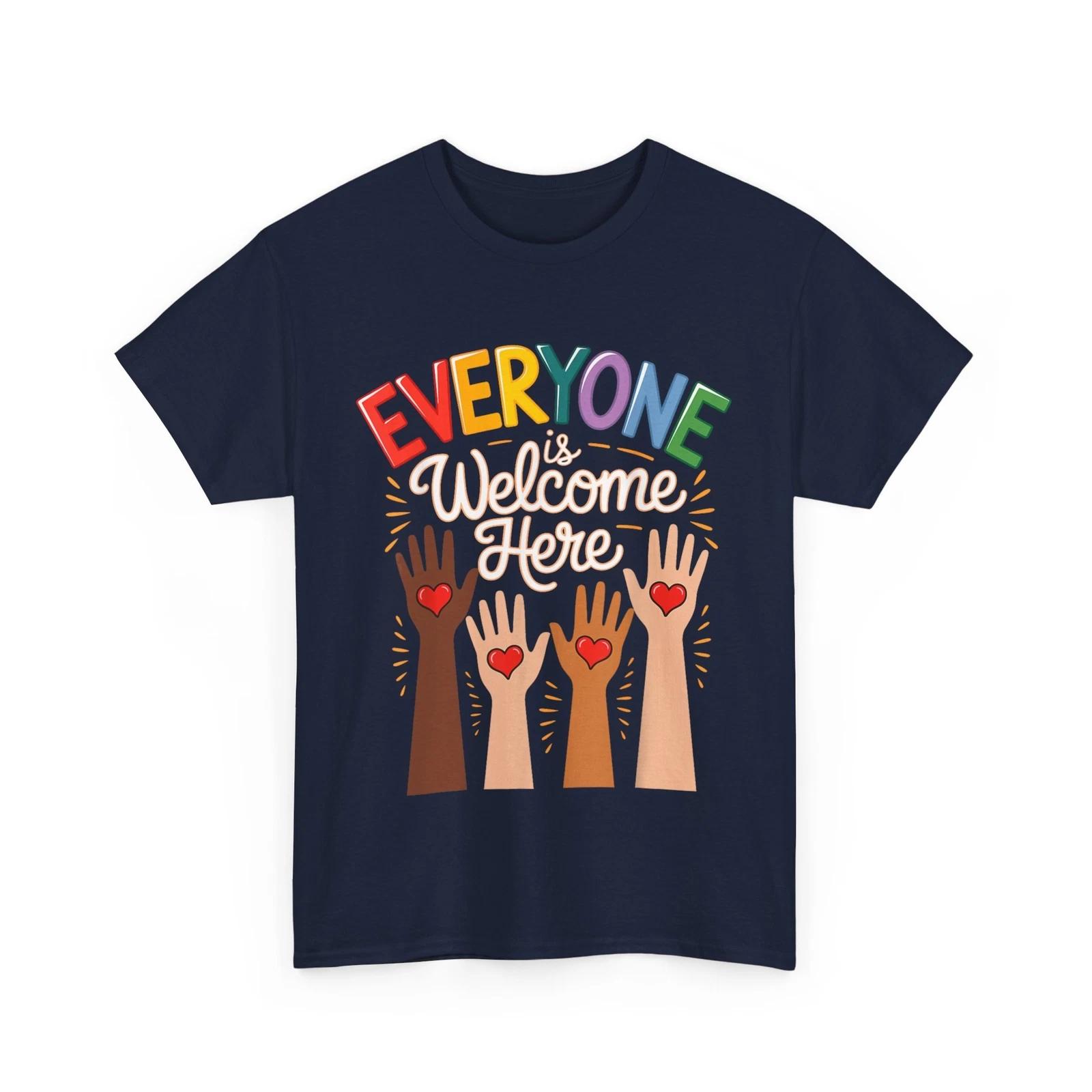 Everyone Is Welcome Here Idaho Teacher Hands with Hearts Cute Shirt S