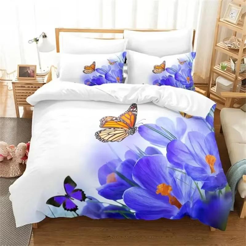 Colorful Butterfly Down Comforter Set Bedding Set 3-piece Duvet Cover Set