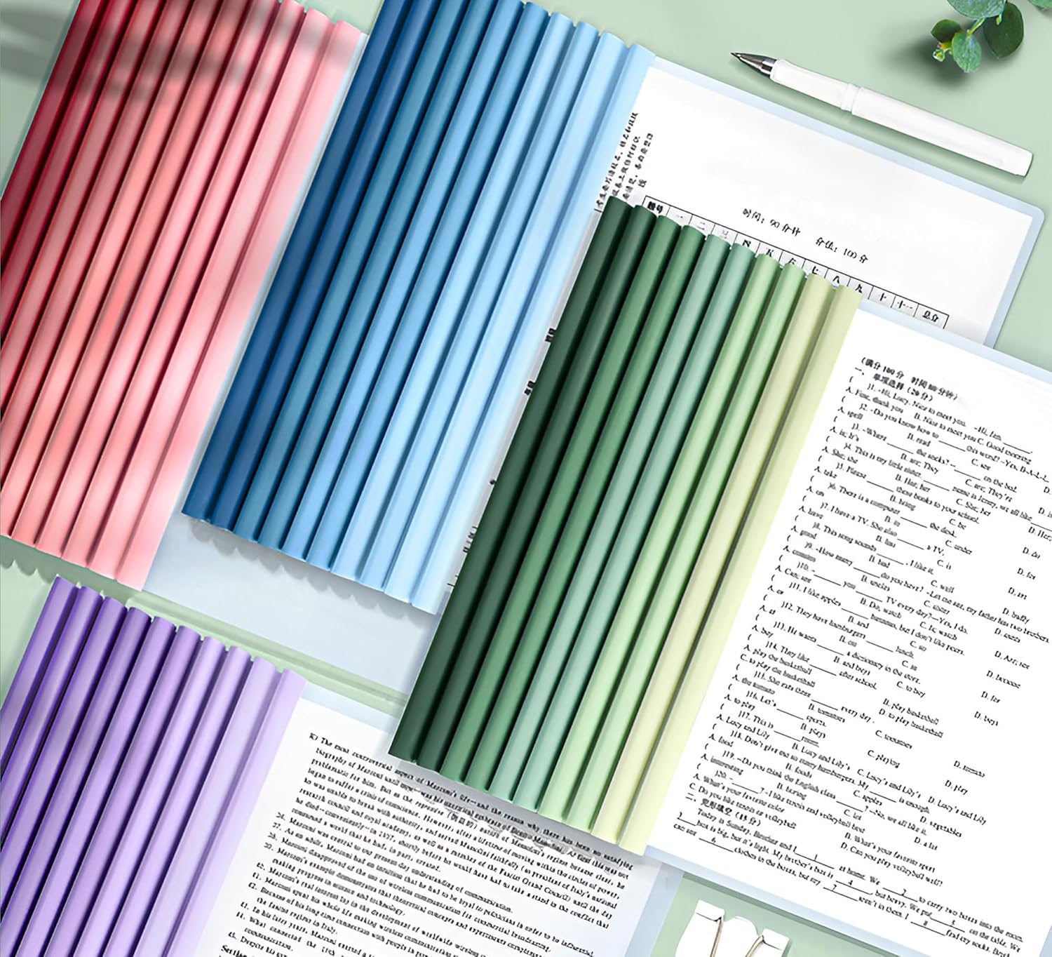 40 Pack Report Covers , Clear Report Covers with Sliding Bar, Clear Report Covers for A4 Paper, Presentation Folder (Gradient)