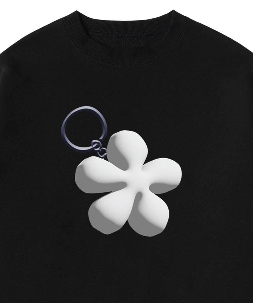 GRAVER [Unisex] Flower Keyring Sweatshirt_Black
