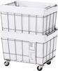 003372 WIRE ARTS&PRO STACKING BASKET 2 with CASTER/WASHABLE COVER (White) Kitchen Pantry Storage with Casters