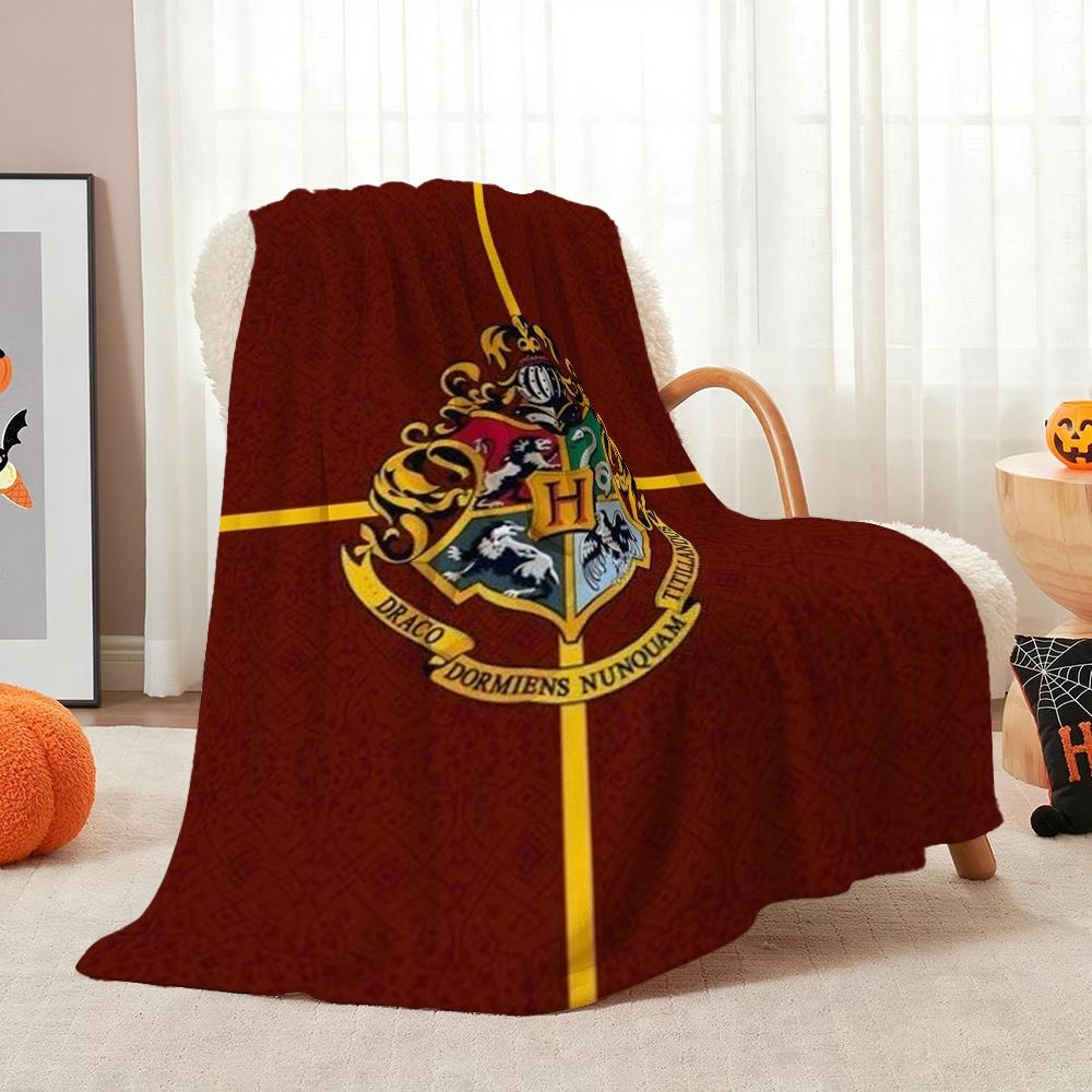 Hogwarts School Crest Flannel Blanket Comfortable Skinfriendly Fleece Blanket For Office Sofa Home Party Decor Memorial Gift