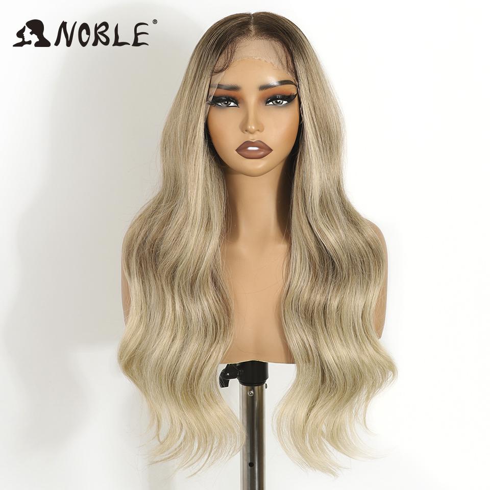

Noble Synthetic Lace Front Wig 13X6 Lace Front Wig 26 Inch Body Wavy Lace Wig For Women Lace Front Wig Ombre Blonde Cosplay Wig (as the picture,250%&26inches&Lace Part Wig)