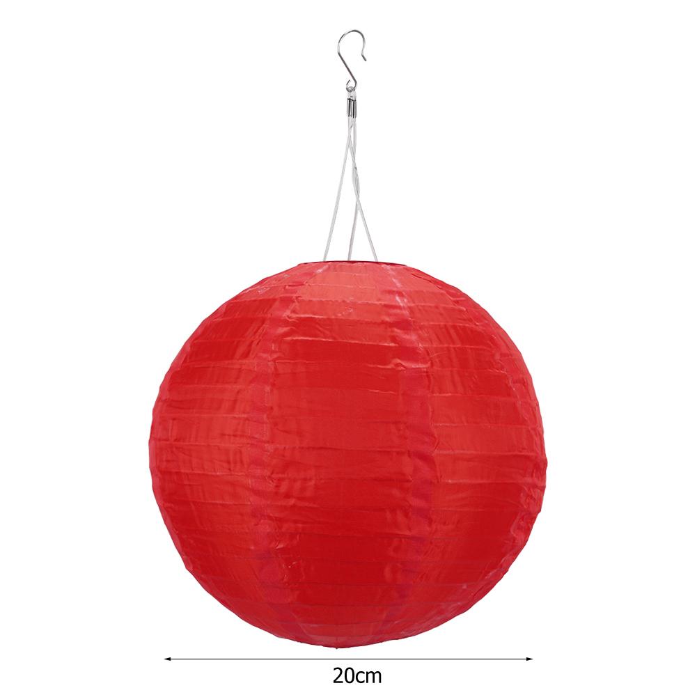 12 Inch Colorful Lantern Waterproof Outdoor Garden Decoration Holiday Supplies Nylon Round Hanging LED Solar Lantern