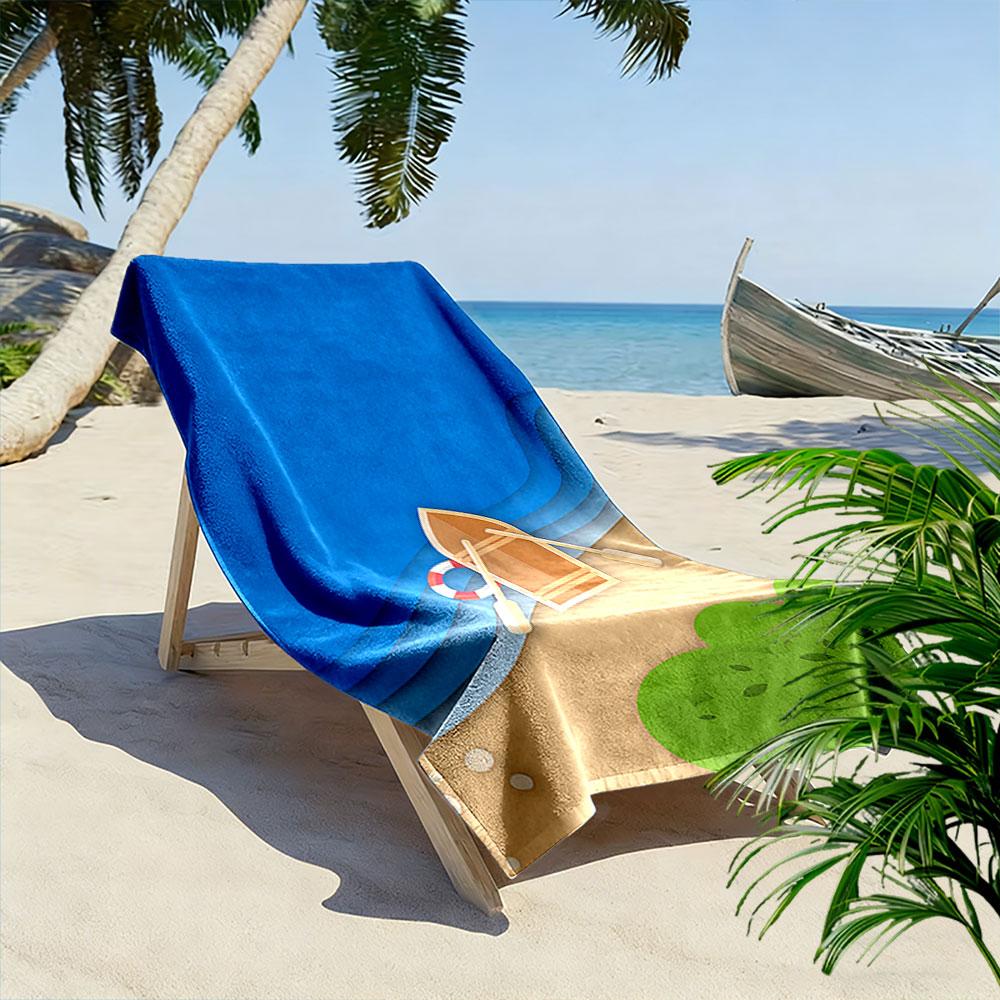 Boat and Beach Minimalist Towel Beach Towel Quick-drying for Travel Outdoor Sports Jogging Beach and Swimming