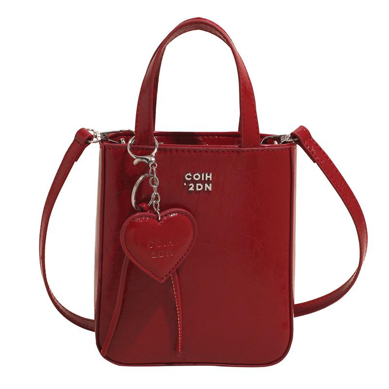 Chaonan Style Women's Shiny Red Crossbody Handbag - High-End Fashion Travel Bag
