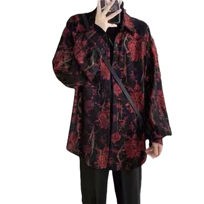 Men's Chic Retro Abstract Print Long Sleeve Shirt Jacket – Nightclub Style