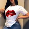 Summer High Quality Women Plus Size T-shirt Casual Harajuku Fashion Lips Printed T-shirt High Quality Beauty Loose Cotton Tops
